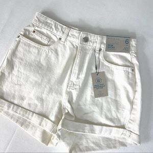PRIMARK mom shorts jean shorts high waist denim SOLID WHITE shorts 6